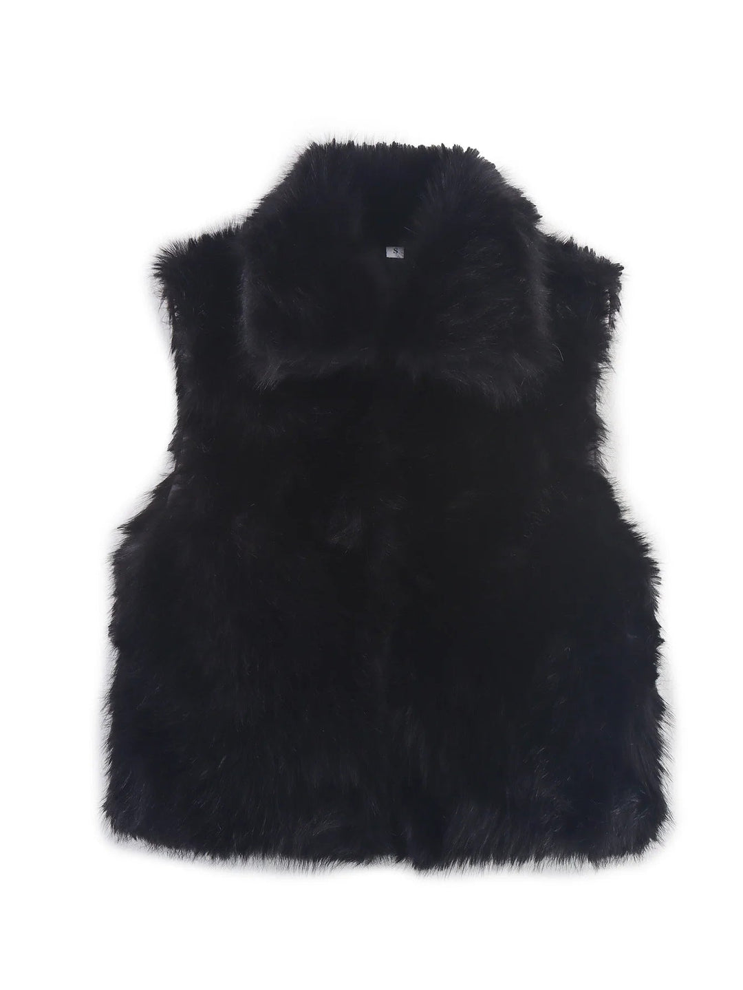 Dam mysig faux fur väst med bred krage, vadderad foder, och Feminin tailoring