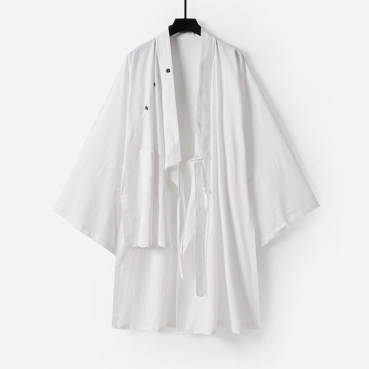 Unisex oversize-Kimono-kappa gjord bomull blend med lös passform och knytband