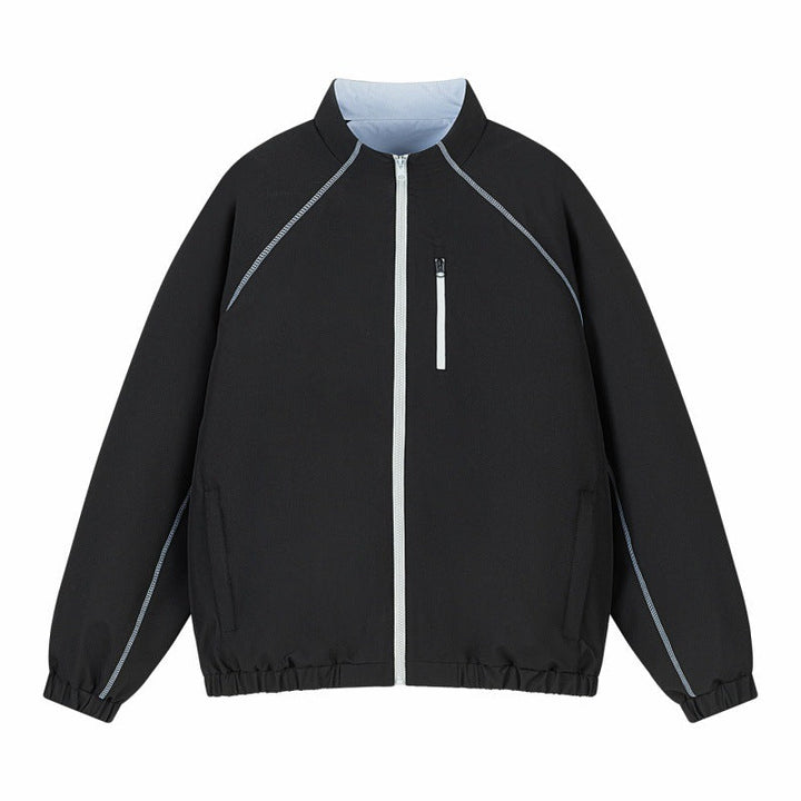 Unisex Lätt Övergångsjacka med Raglan Ärmar, Full Dragkedja, Chest Ficka och Elastic Nederkant