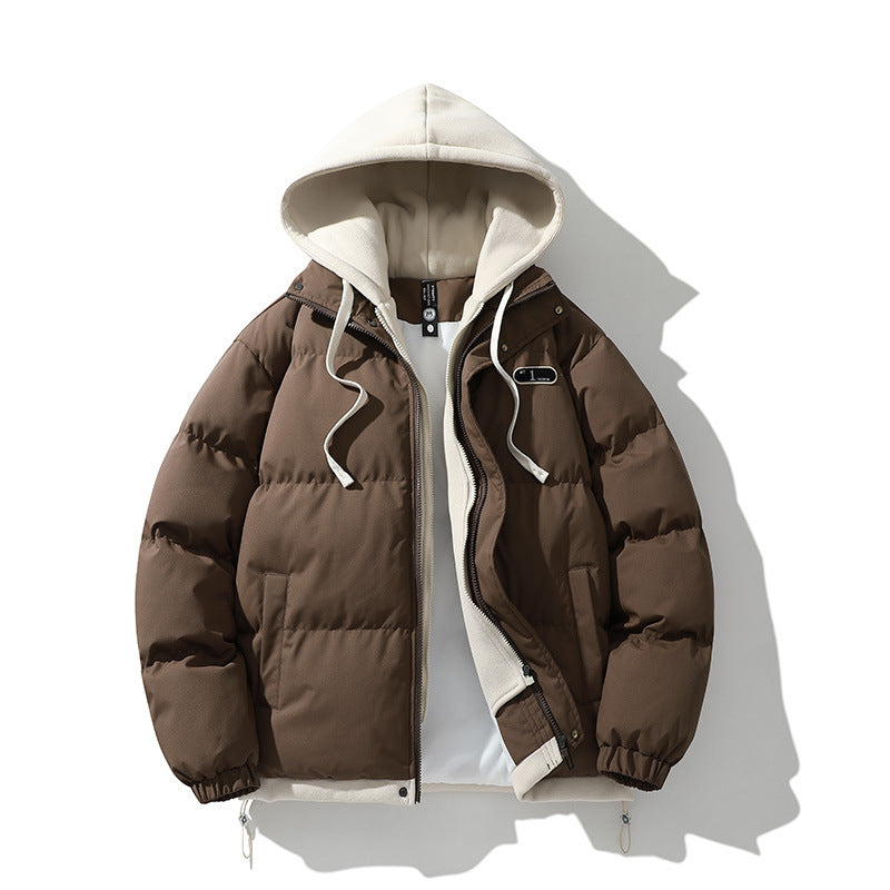 Herr Two-lager quiltad Jacka med Avtagbar Fleece Huva och Värmande Isolering
