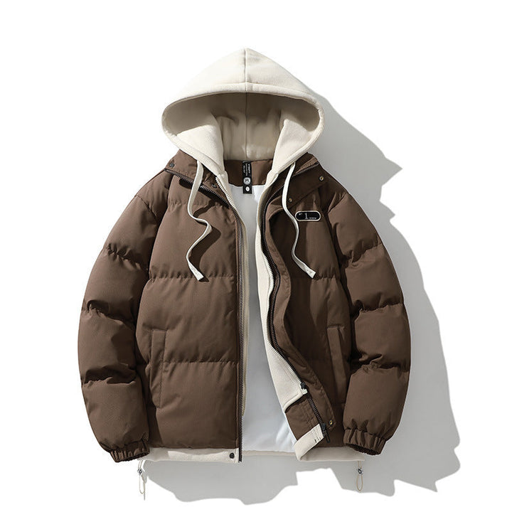 Herr Two-lager quiltad Jacka med Avtagbar Fleece Huva och Värmande Isolering