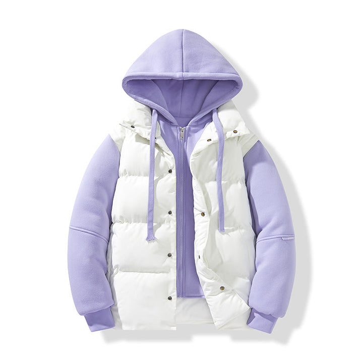 Herr hybrid quiltad jacka med integrerad huva fleece inner lager