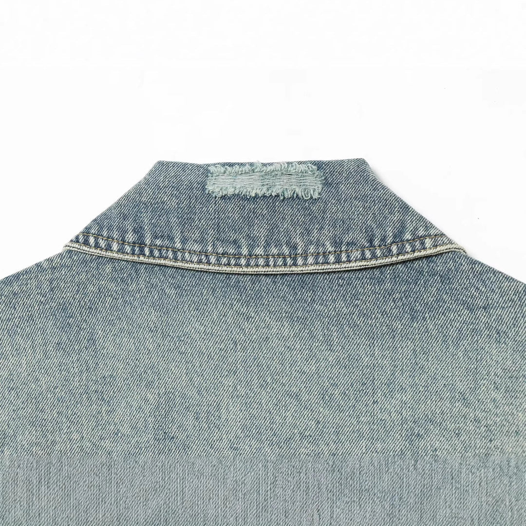 Dam oversize denimjacka in Vintage Washed look med Chest Flap fickor