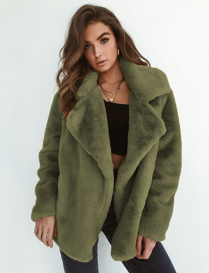 Dam Cozy oversize Faux Fur kappa med stor slagkrage