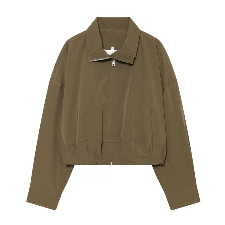 Dam Utilitarian Kort Jacka med Dragkedja och Skjortkrage