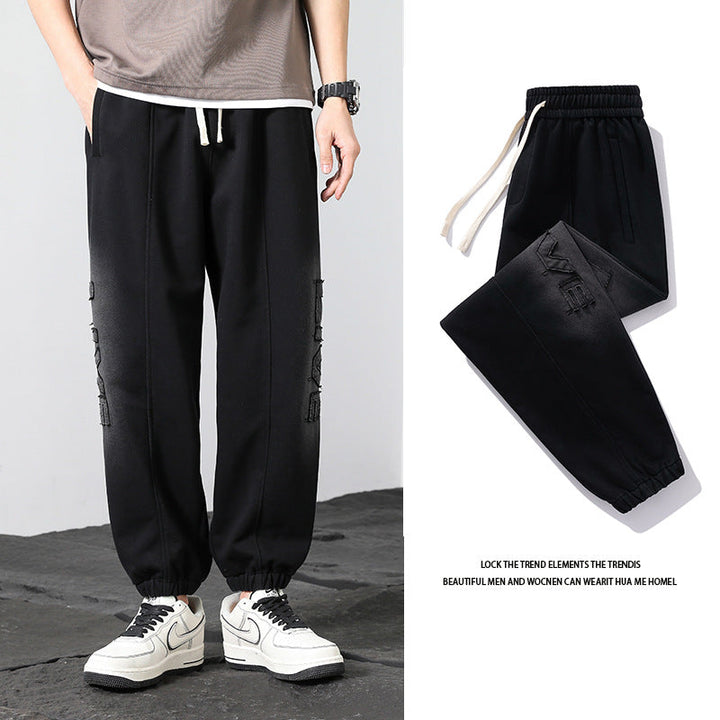 Herr Oversized Jogger Mjukisbyxor Gjord av Bomullsblandning med Dragsko och Elastiska Muddar