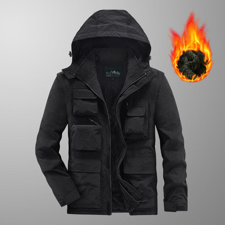Herr Warming Multi-Function Parka med Teddy Fleecefoder, Huva och Utility Fickor
