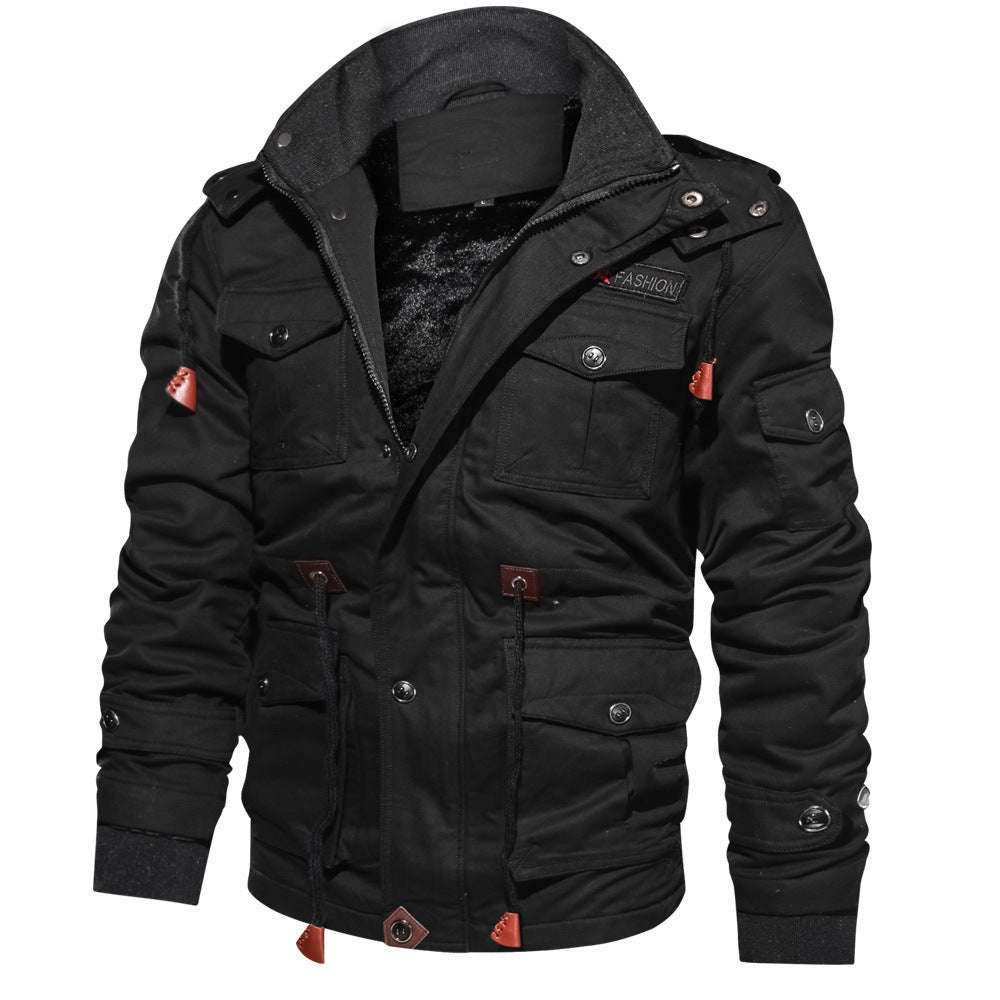 Herr Canvas Fält Parka med Insulated Termisk Foder, Multifunction Fickor och Huva