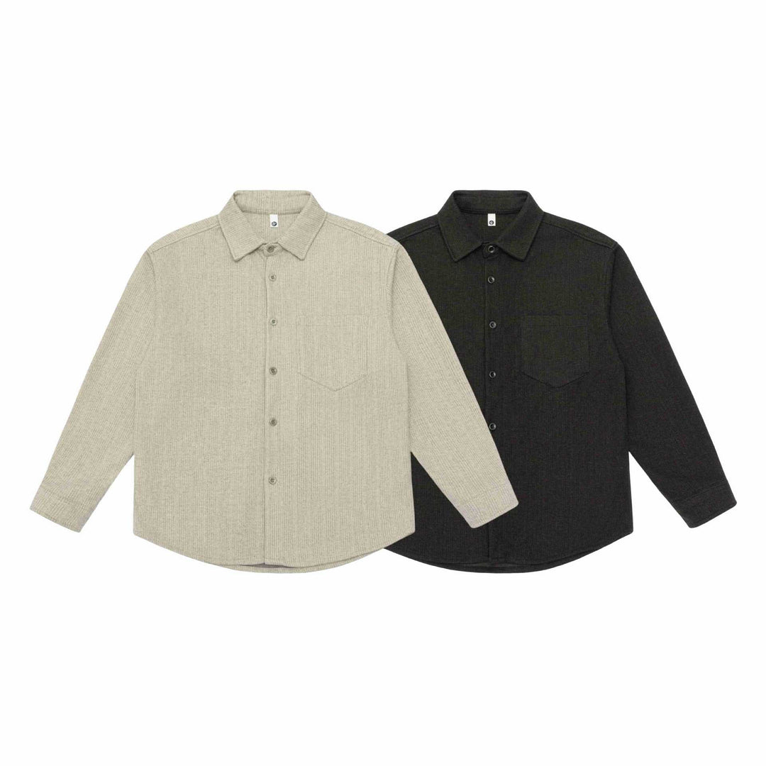 Herr skjortjacka tillverkad av ullblandning med pointed krage och bröst patch ficka