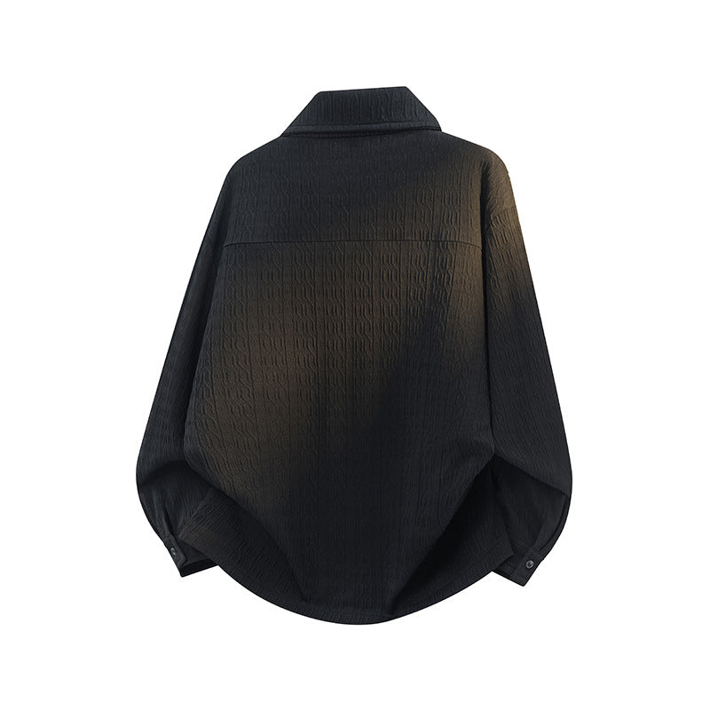 Dam Lightly Structured Oversize Skjortjacka med Lapel Krage &amp; Press Knapp Front