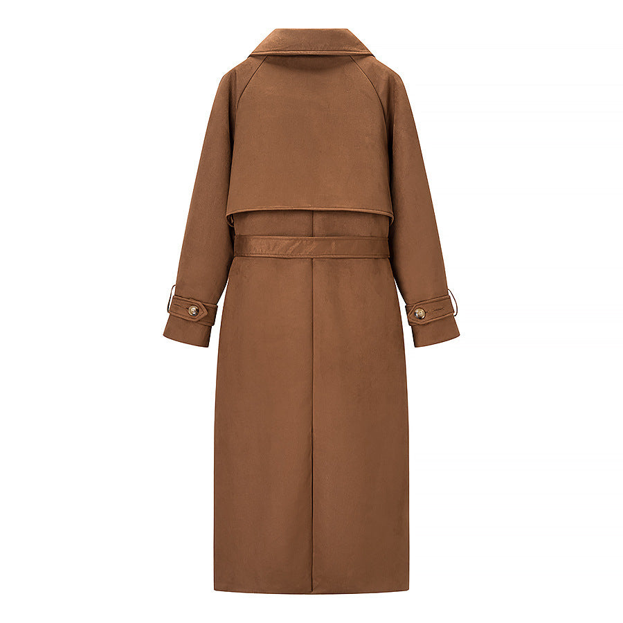 Dam lång Double-breasted kappa in trenchcoat stil med midjebälte och ärm Tabs