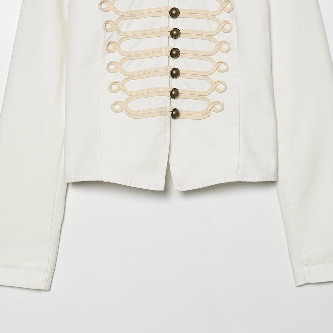 Dam Military-Inspired Kort Jacka med Frog Closures och Stå Krage