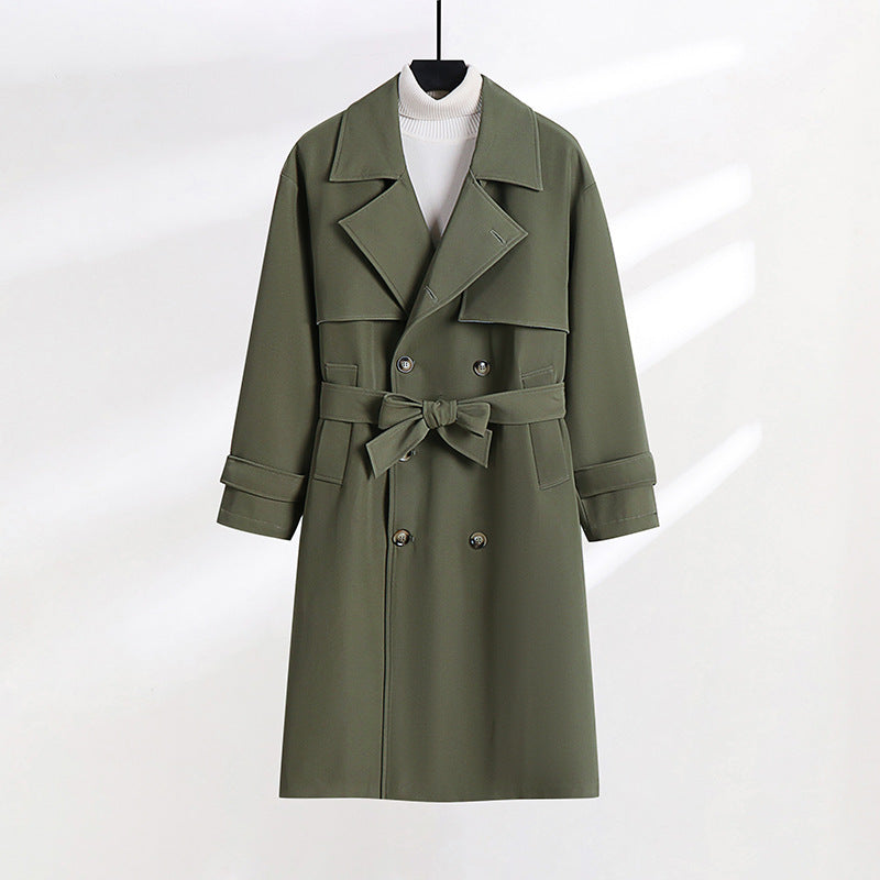 Dam skräddad double-breasted trenchcoat med knytband och shawl krage