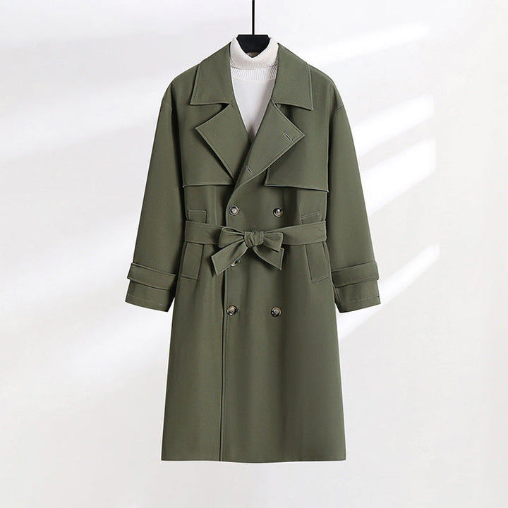 Dam skräddad double-breasted trenchcoat med knytband och shawl krage