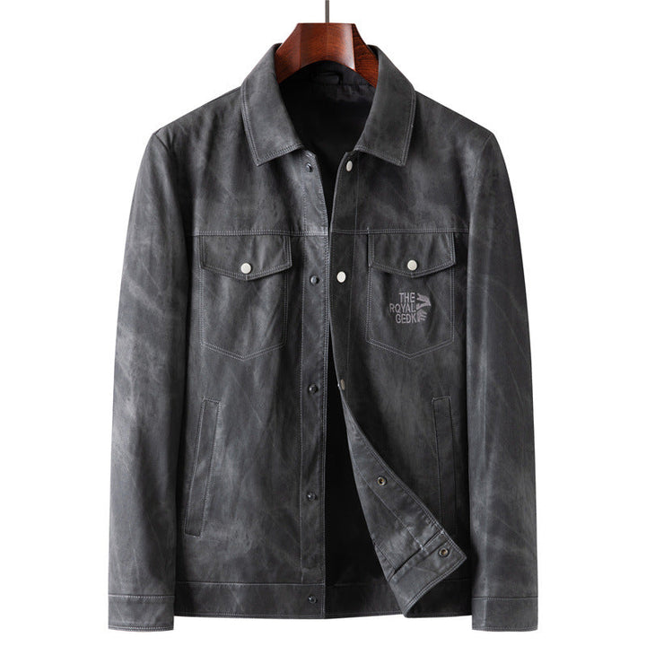 Herr Suede Look Trucker Jacka med Skjorta Krage och Lock Fickor
