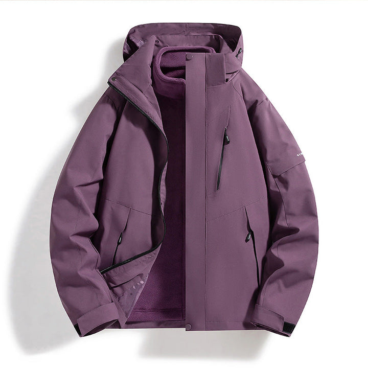 Dam weatherproof softshell ski jacka med fleecefoder och huva