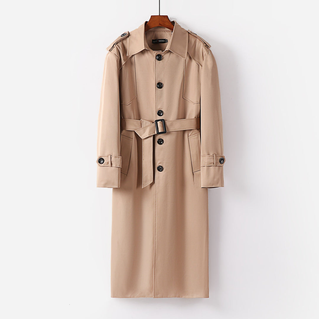 Dam längre trenchcoat in Minimal stil med Shoulder Flaps och justerbar muddar