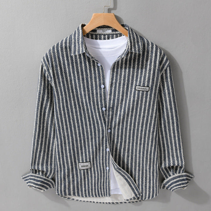 Herr Texturerad Skjortjacka Överskjorta med Diagonal Herringbone Structure