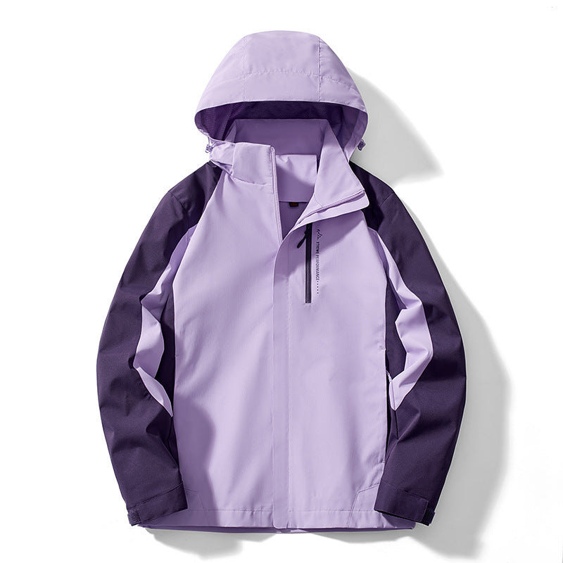Dam två-layer softshell rain jacka med huva, andningsbar membrane och chest zip