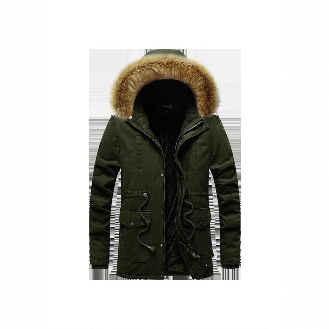 Herr Vinter Parka med Faux Fur Huva och Teddyfoder
