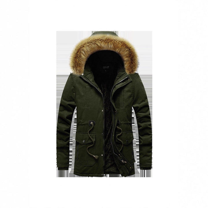Herr Vinter Parka med Faux Fur Huva och Teddyfoder