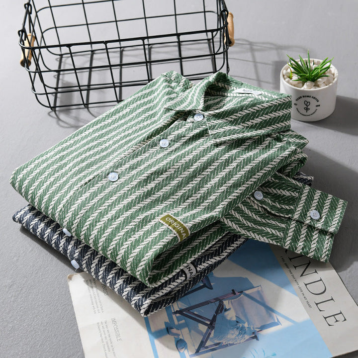 Herr Texturerad Skjortjacka Överskjorta med Diagonal Herringbone Structure