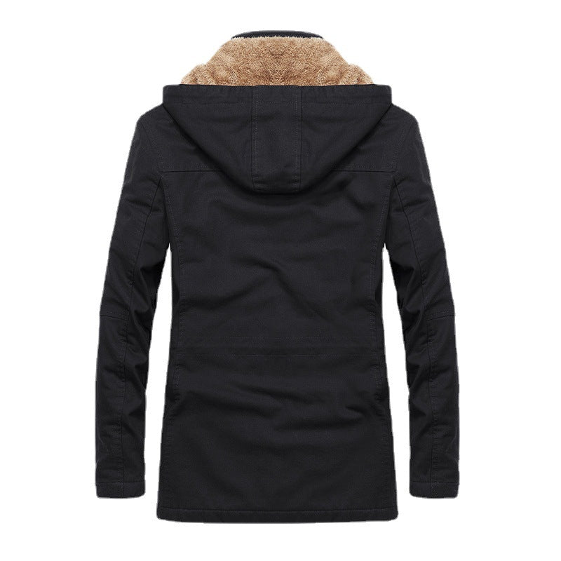 Herr Thermo Fält Parka i Canvas Look med Warming Teddyfoder och Justerbar Huva