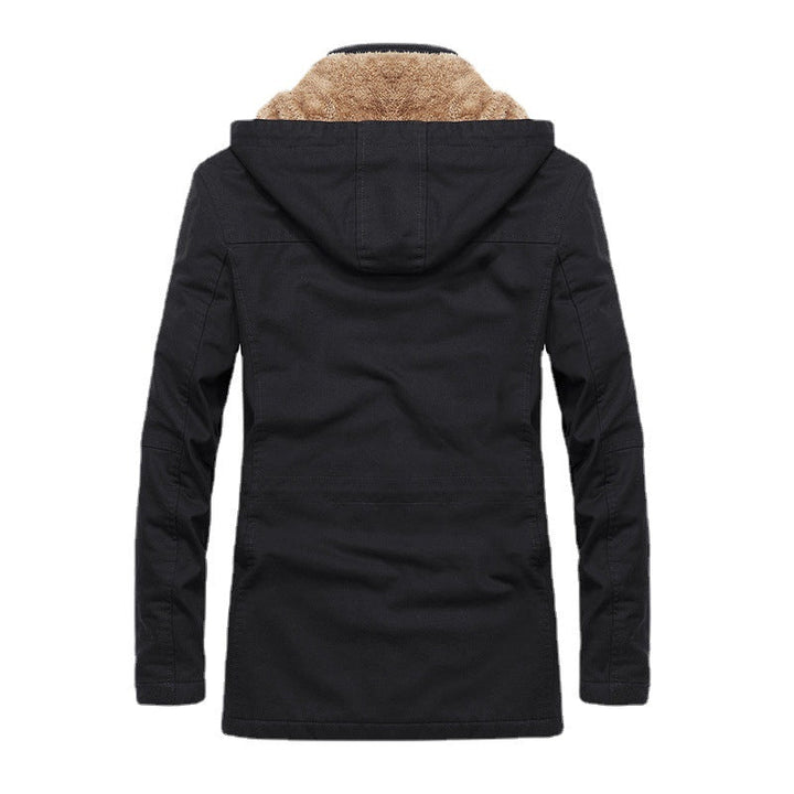 Herr Thermo Fält Parka i Canvas Look med Warming Teddyfoder och Justerbar Huva