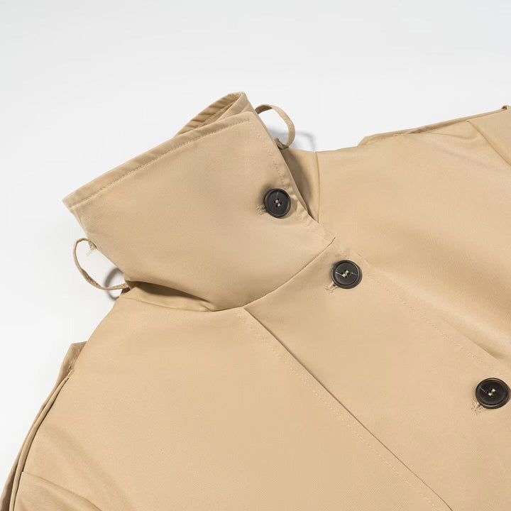 Dam kort jacka in safari stil med midjebälte och oversize muddar