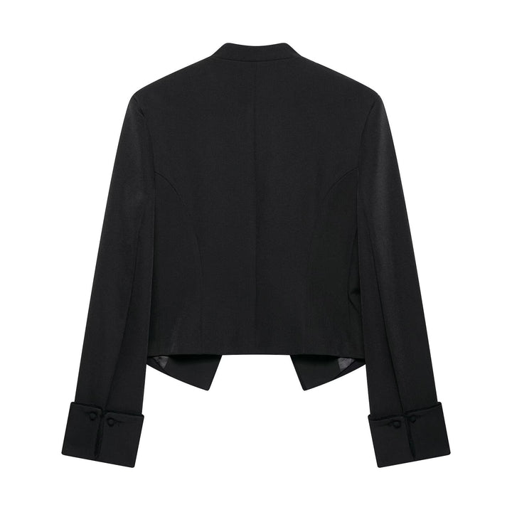 Dam Kort Military-Inspired Bolero Jacka med Stå Krage och Dekorativ Cords