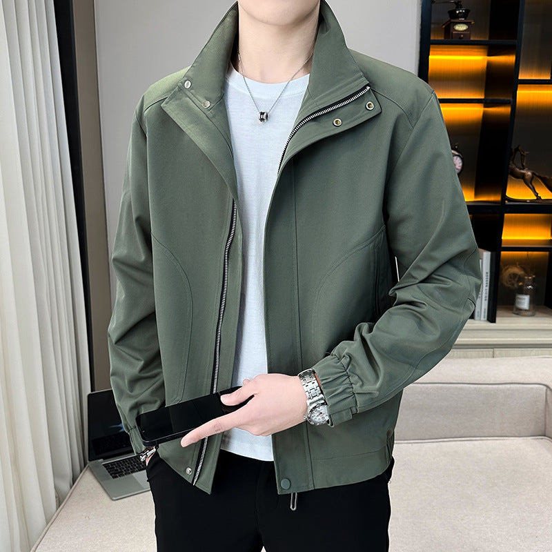 Herr Ljus Utility Canvas Blouson med Ståkrage och Elastisk Muddar