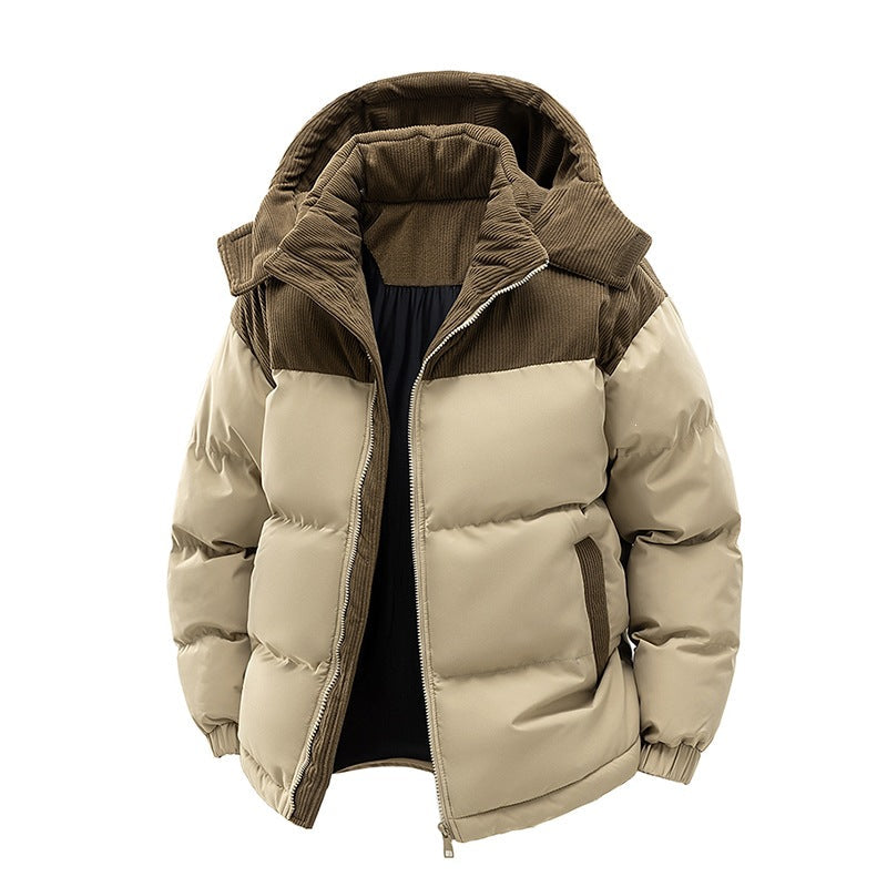 Dam Thermo Puffer Kort Jacka med Cord Shoulder och Huva Krage