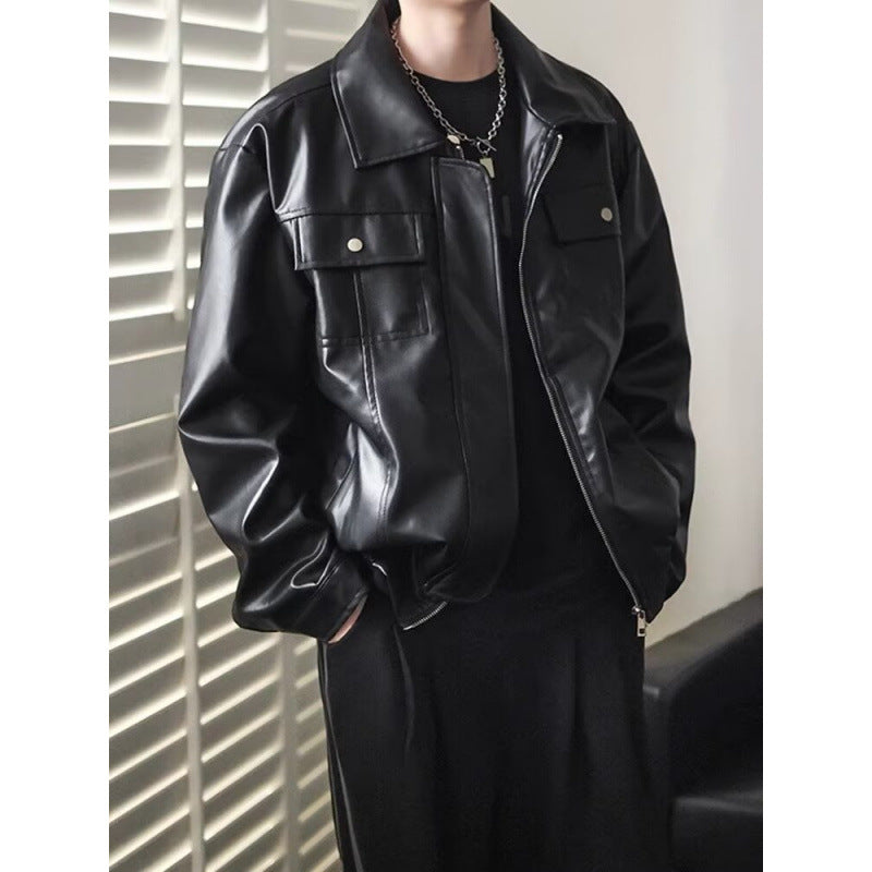 Herr Kort Cropped oversize fuskläder funktionsjacka med Bröst locks och hel dragkedja