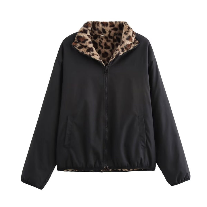Dam Kort Boxig Jacka med Lined Faux Fur Krage och Elastic Nederkant