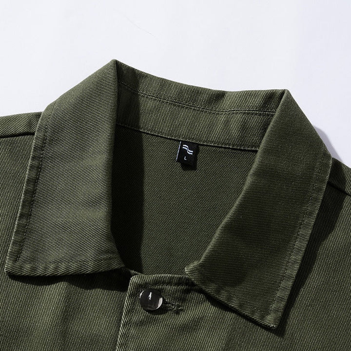 Unisex Oversize Work Jacka i Skjortjacka Stil Tillverkad av Canvas med Patch Fickor