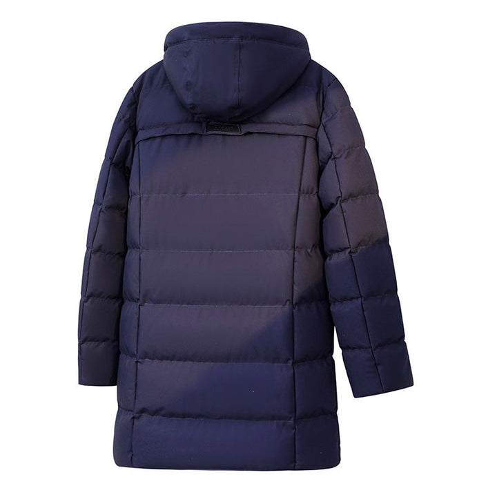 Herr Quiltad Parkas i Duffle Stil med Huva och Stora Lockfickor