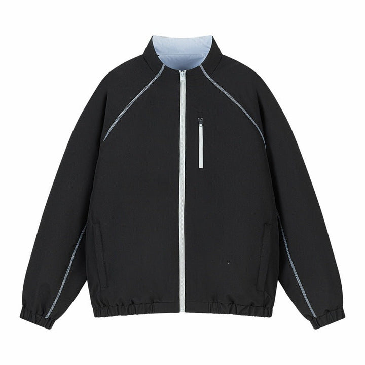 Unisex Lätt Övergångsjacka med Raglan Ärmar, Full Dragkedja, Chest Ficka och Elastic Nederkant