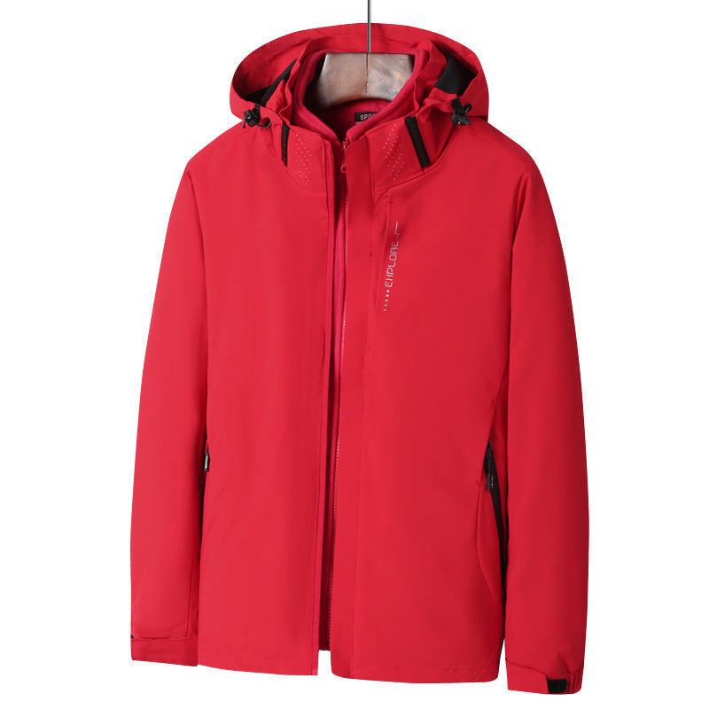 Herr Wind och Water-Resistant Jacka med Huva med Ergonomic Skärning och Concealed Dragkedja
