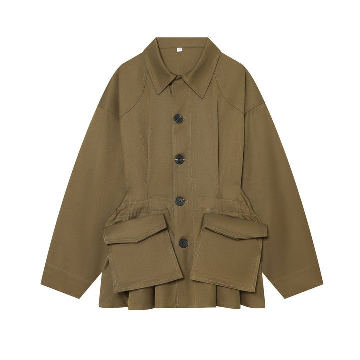Dam oversized utility jacka med distinctive flap fickor och drawstring