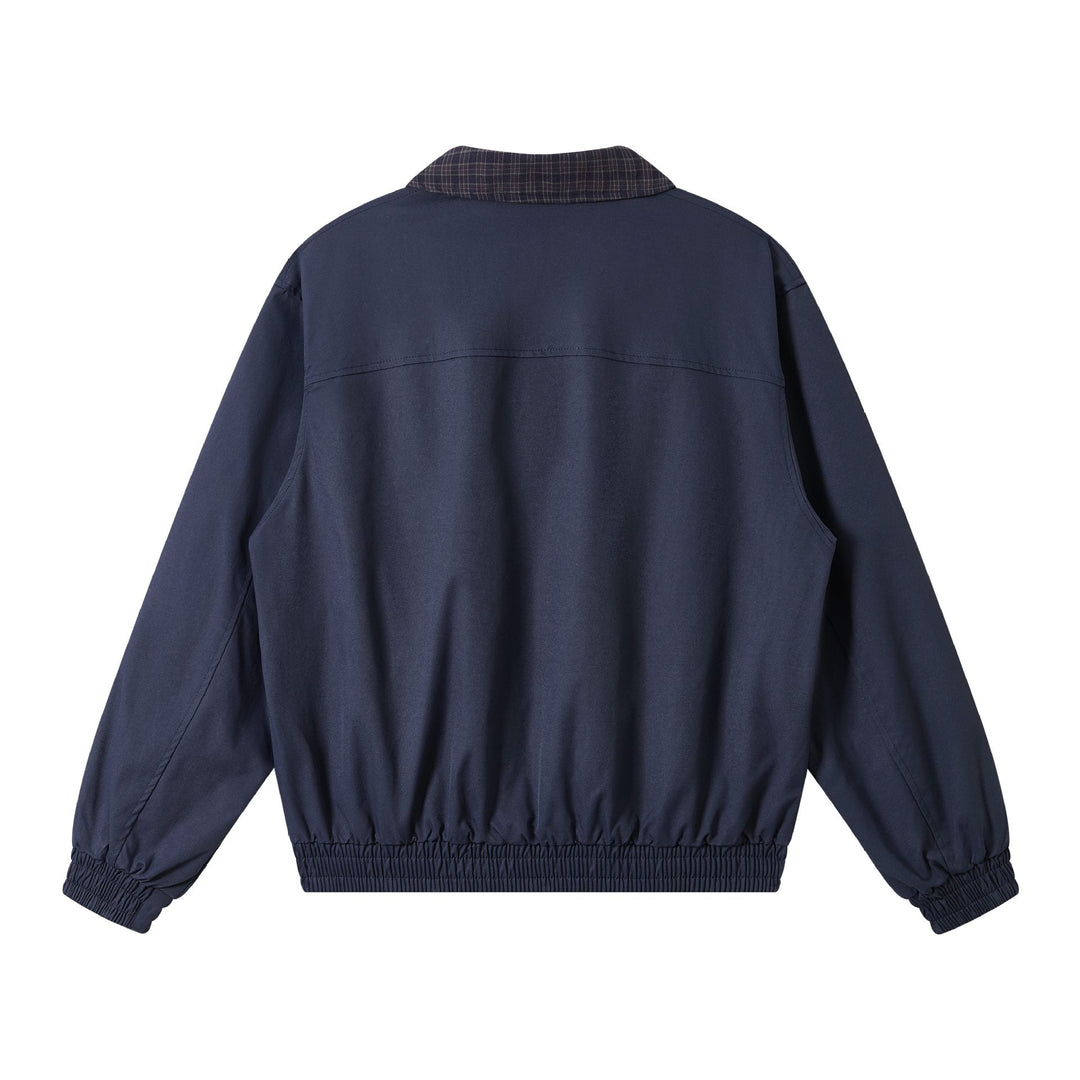 Herr Oversize Blouson Jacka med Rutmönster Krage och fickor med lock