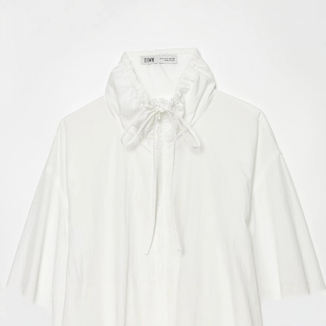 Dam Lätt Kort Vind Jacka med Drawstring Krage och Waist Ruching