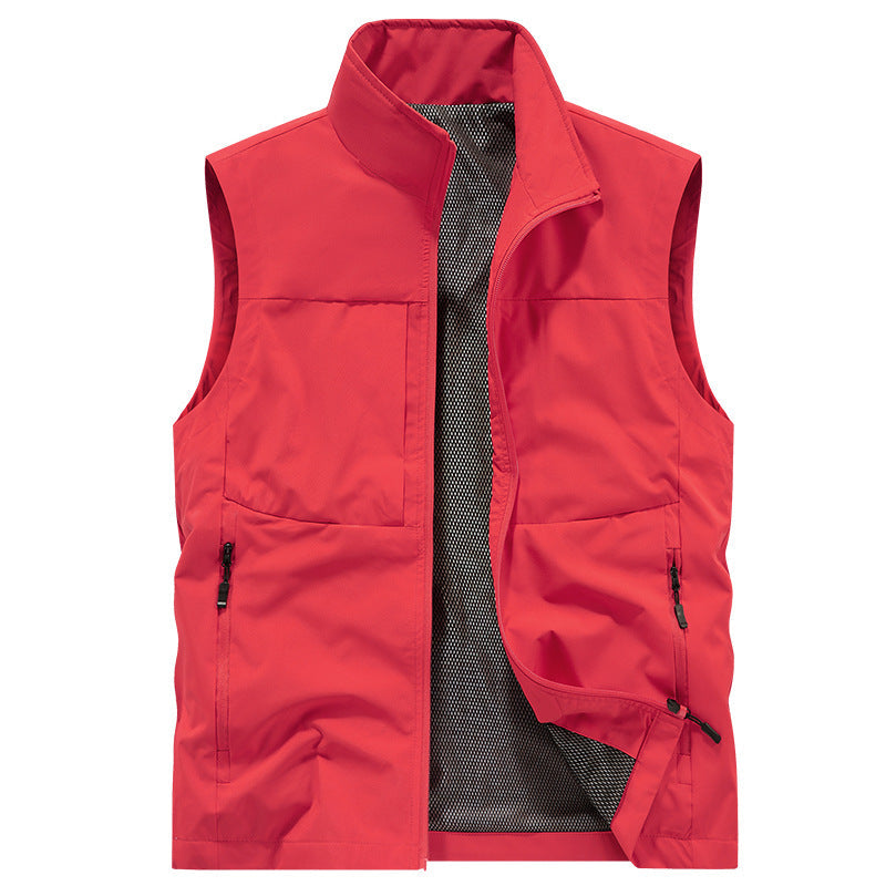 Herr Lätt Utomhus Utility Väst med Mesh Foder, Wind-Resistant Microfiber och Säker Dragkedjefickor