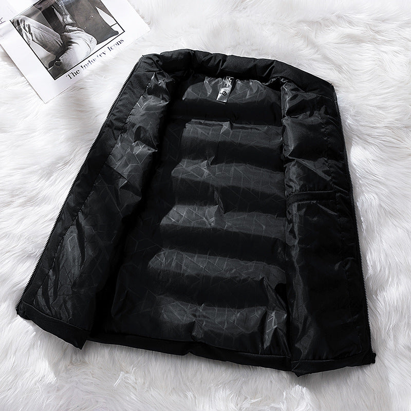 Herr Urban-Modern Thermo Quiltad Väst med Hög Krage, 3D Quilting och Dold Dragkedja