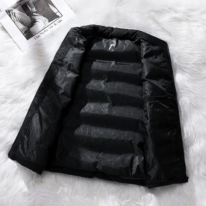 Herr Urban-Modern Thermo Quiltad Väst med Hög Krage, 3D Quilting och Dold Dragkedja