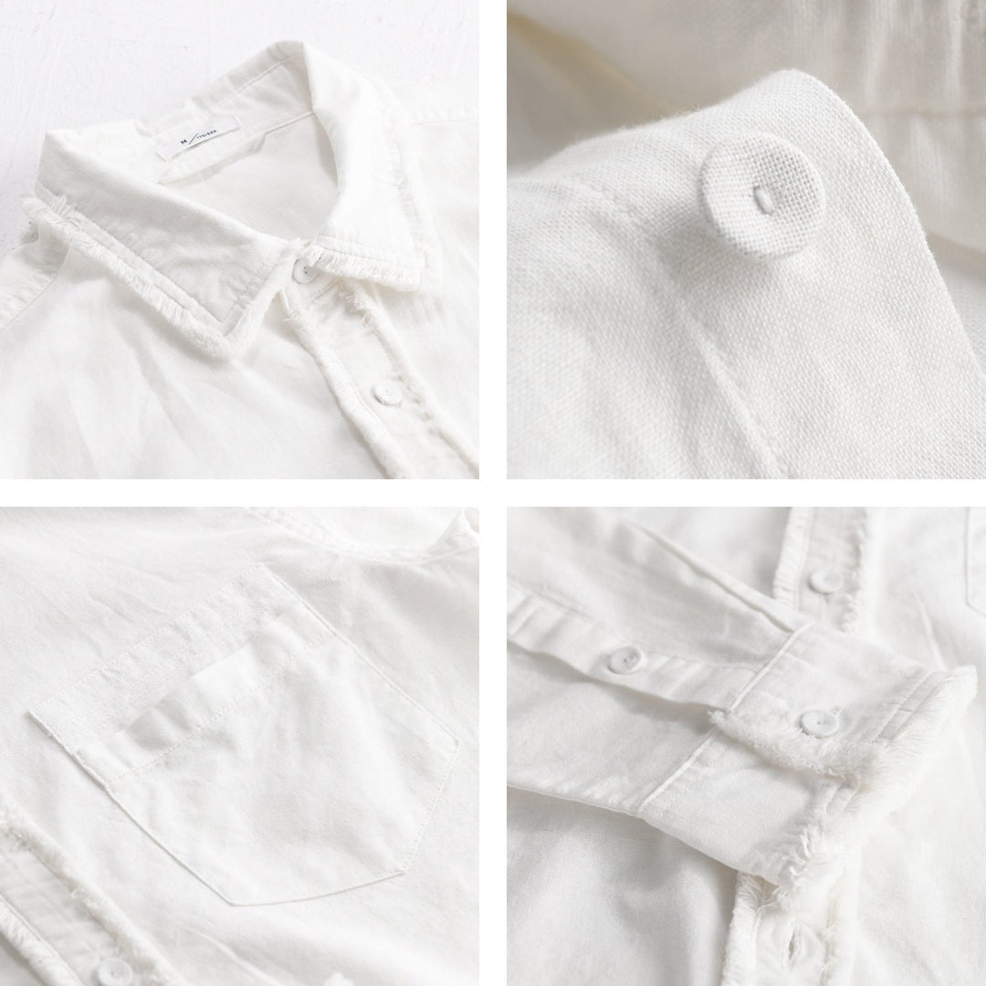 Herr Fringe Overshirt Tillverkad av Bomullsblandning med Bröstficka och Knapp Slå