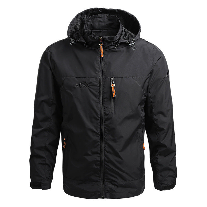 Herr Andningsbar Softshell Trekking Jacka med Huva och Bröst Dragkedja Ficka