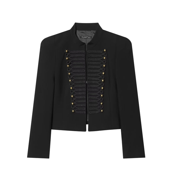 Dam Military-Inspired Kort Jacka med Stå Krage och Dekorativ Cords