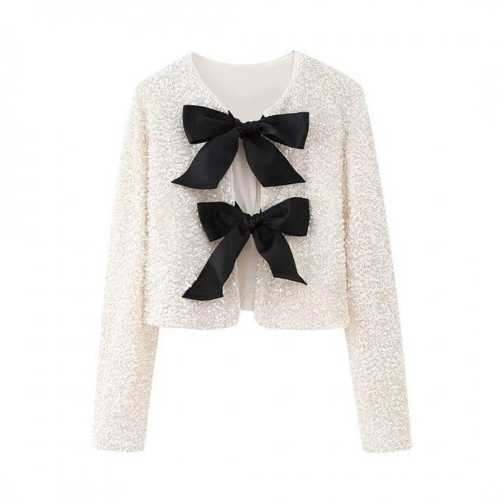 Dam Sequin Bolero jacka med dekorativ Satin Bows
