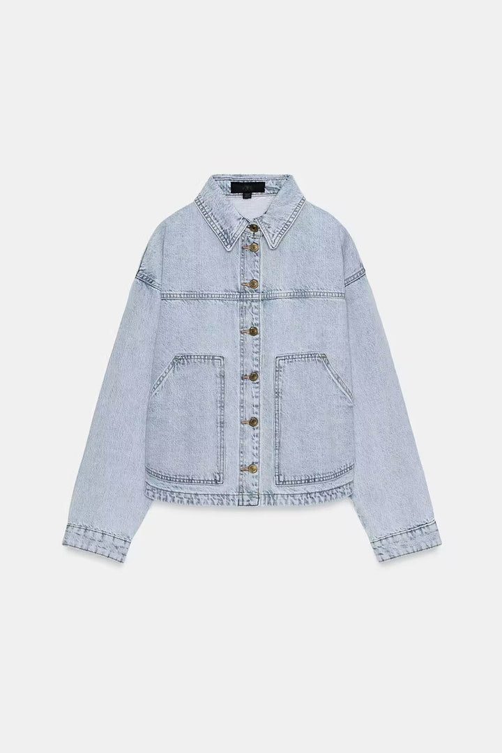 Dam Oversize Worker Jacka Tillverkad av Bomull Twill