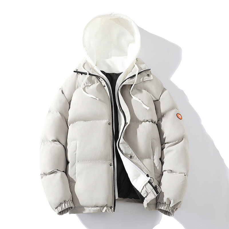 Herr Vadderad Quiltad Jacka med Integrated Huva Lager och Vindskyddande Yttre Lager
